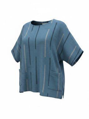 Transparente Steel Blue Linen Tunic Top